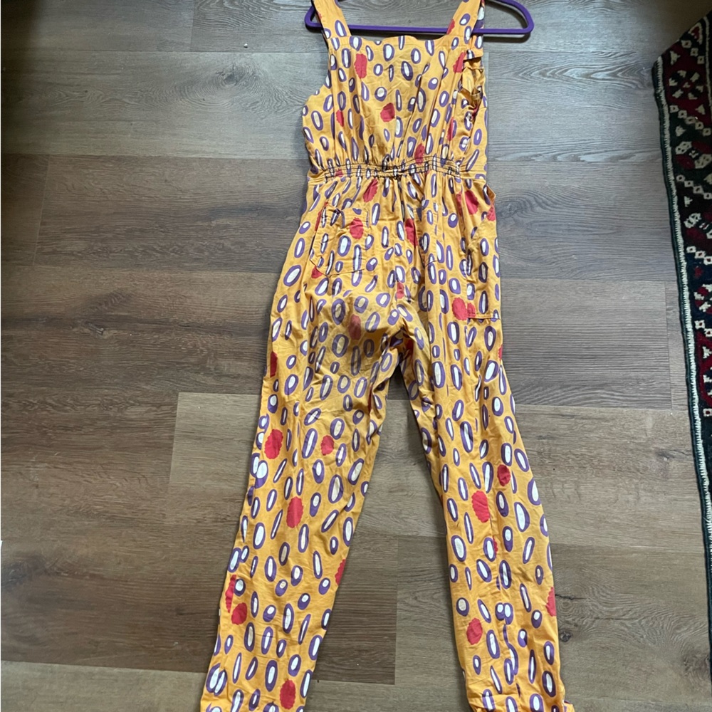 Nooworks Mustard Yellow Jumpsuit with Red & Blue Oval Print - Picture 2 of 3